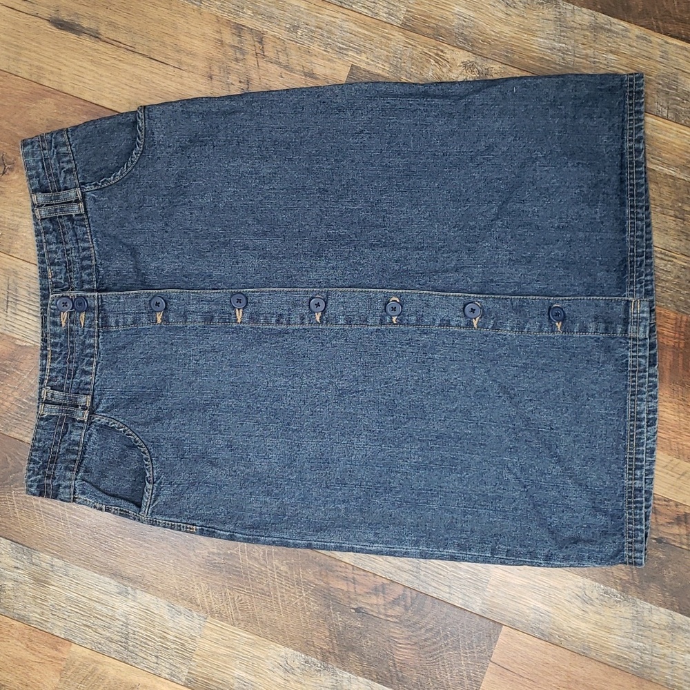 Denim Button-Front Skirt